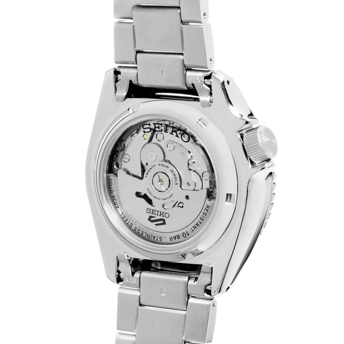 Seiko 5 Sports Automatic Day Date Black Dial Silver Steel Strap Watch for Men - SRPD55K1 - Image 9